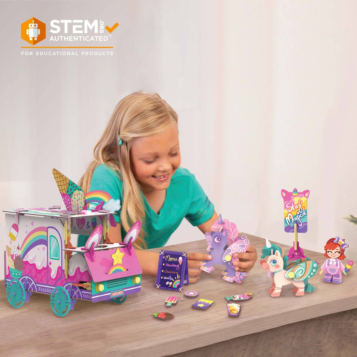 Pinxies Unicorn Ice Cream Truck is a STEM authenticated building set for ages 6+