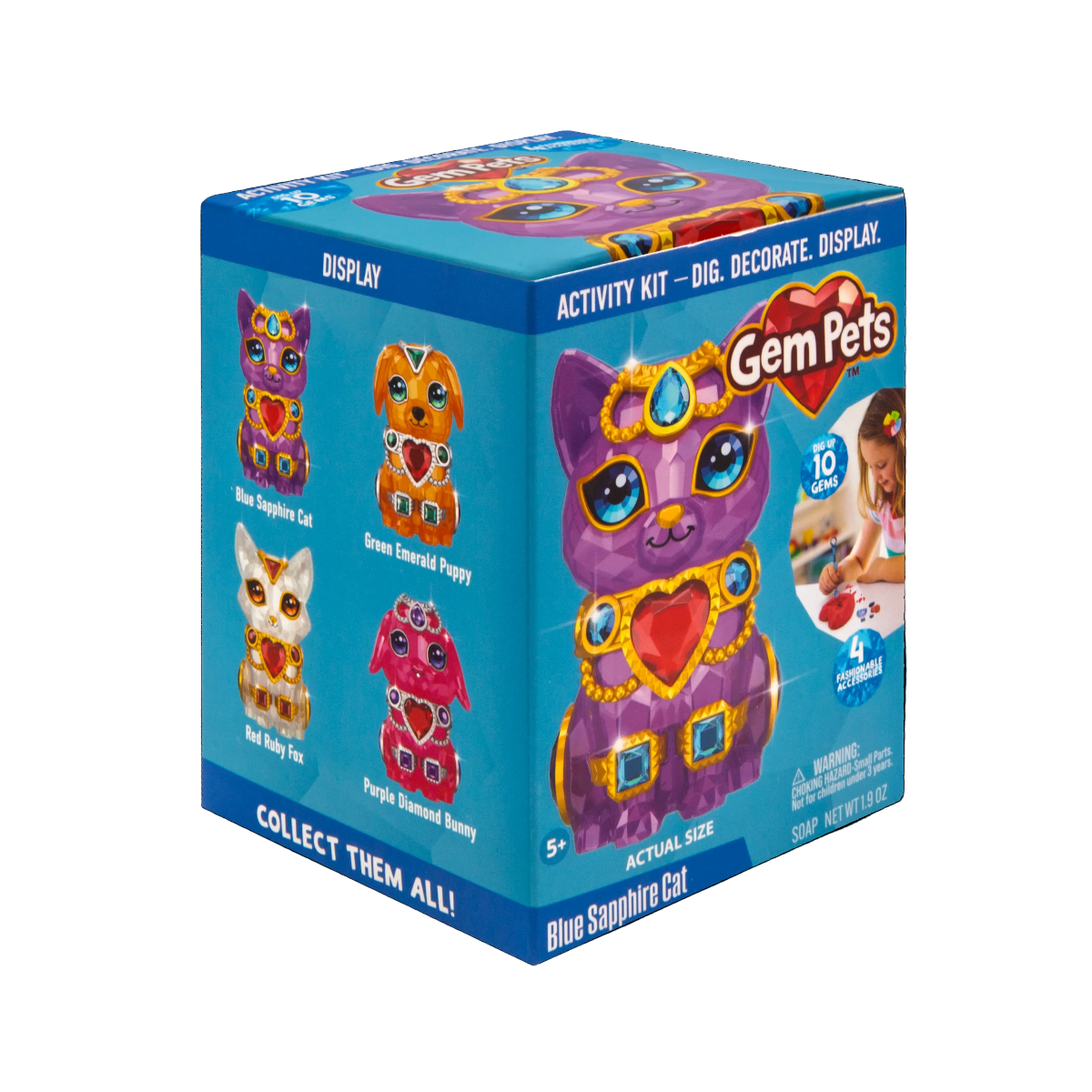 Box of Gem Pets Blue Sapphire Cat toy on a white background