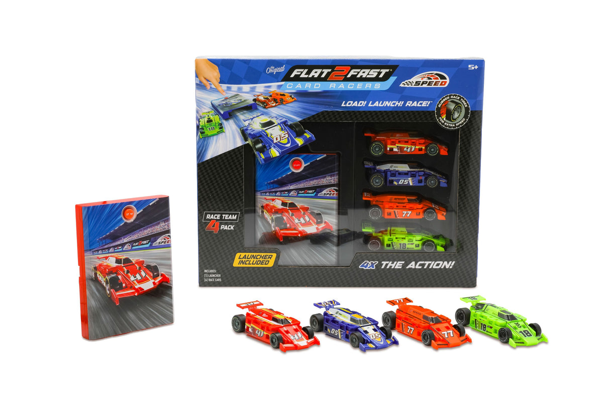 Flat 2 Fast Speed Card Racer Power Play 4 Pack