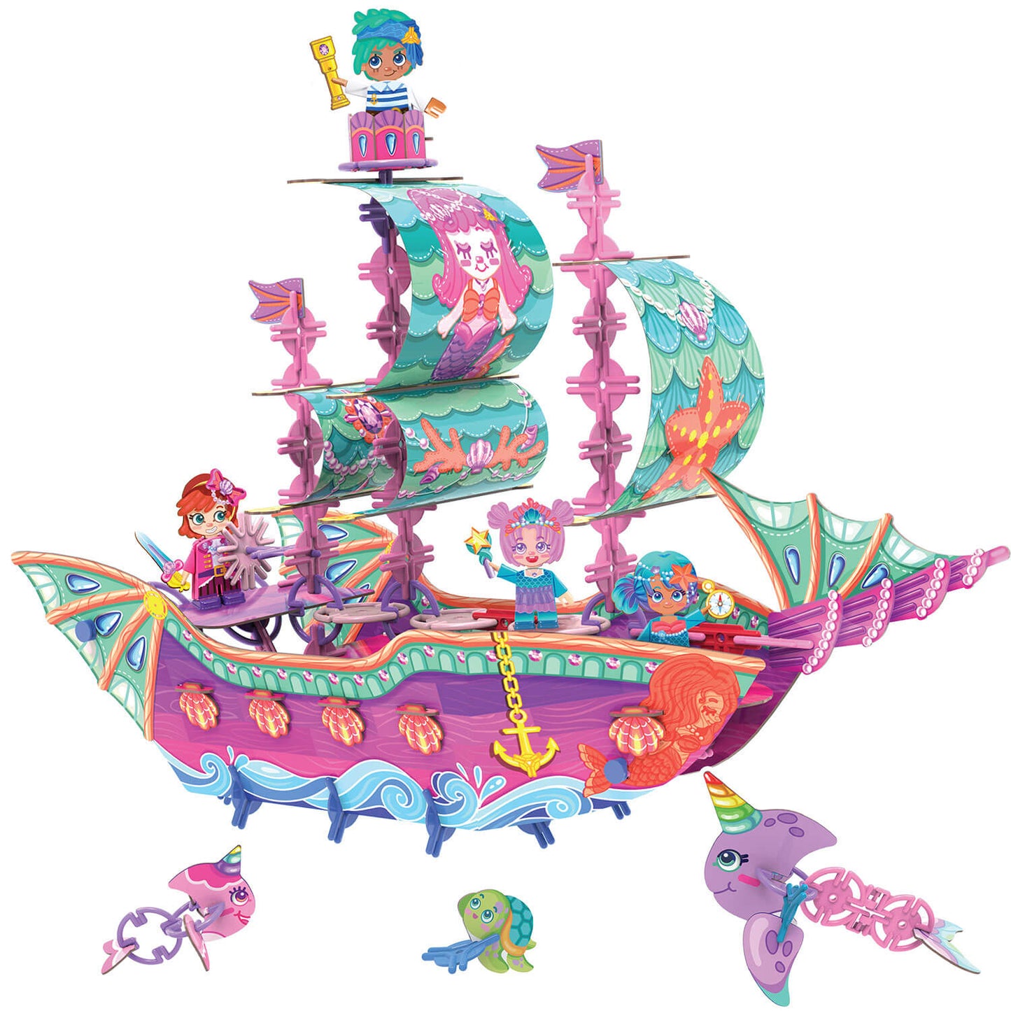 Pinxies Marvelous Mermaid Ship is a STEM authenticated building set for ages 6+